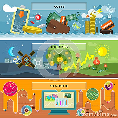 Finance Statistic Costs and Incomes Vector Illustration