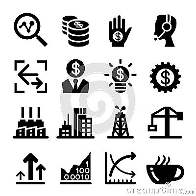 Finance Stock Exchange icon set Cartoon Illustration