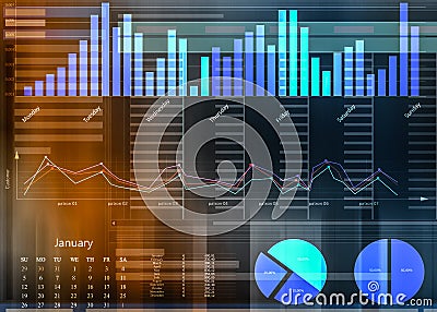 Finance trading. Digital charts with statistic information Stock Photo