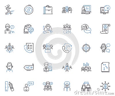 Finance unit line icons collection. Investment, Budgeting, Accounting, Taxes, Credit, Banking, Loans vector and linear Vector Illustration