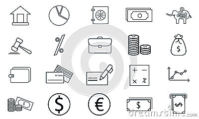 Finance vector icons flat style used for website. Vector Illustration
