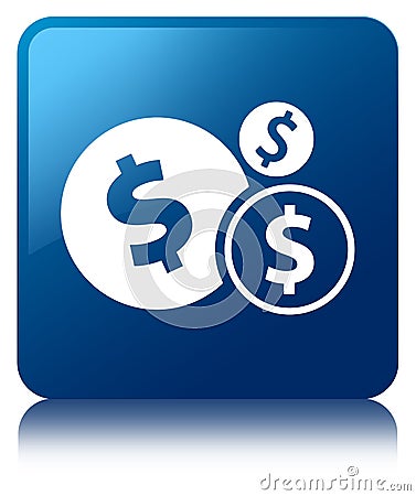 Finances dollar sign icon blue square button Cartoon Illustration