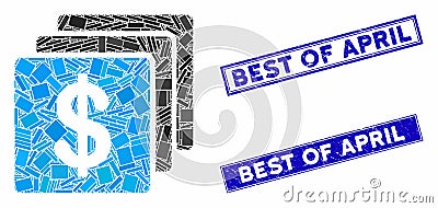 Finances Mosaic and Distress Rectangle Best of April Seals Stock Photo