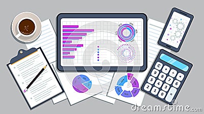Financial accounting audit concept. Business finance and investment, planning. Tax return. Vector Illustration