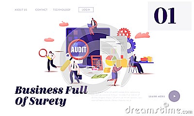 Financial Administration and Audit Website Landing Page. Analysis, Statistics and Business Statement Vector Illustration
