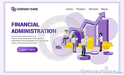 Financial administration concept with characters. Accounting, audit, Consulting, examiner, financial report. Can use for web Vector Illustration