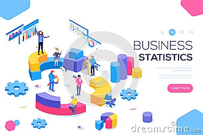 Financial administration concept. Consulting for company performance, analysis concept. Statistics and business Vector Illustration