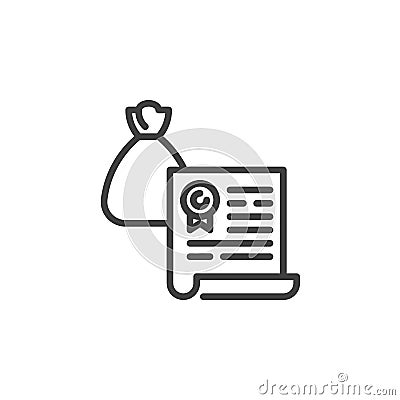 Financial agreement contract line icon Vector Illustration