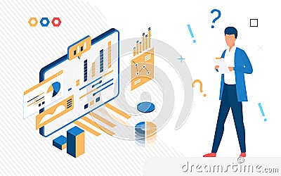 Financial annual graph statement and performance information Vector Illustration