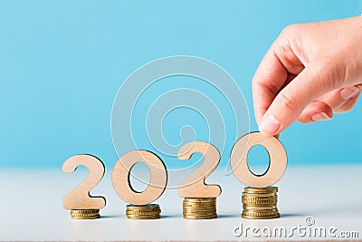 Financial budget planning for 2020 new year with growth Stock Photo