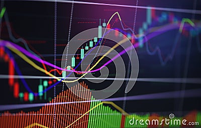 Financial business graph chart analysis stock market graph background / Stock market or forex trading graph and candlestick chart Stock Photo