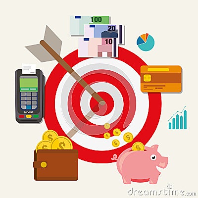 Financial business target money purpose plan Vector Illustration