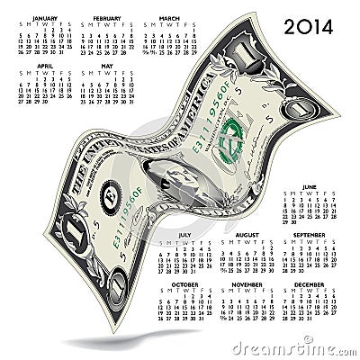 2014 financial calendar Vector Illustration