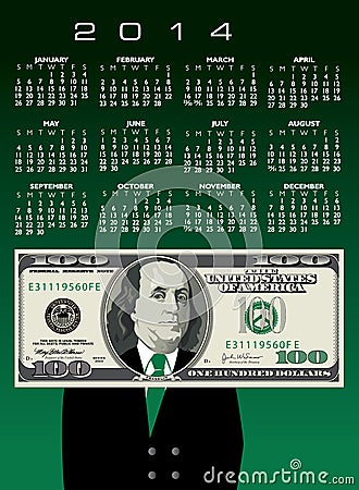 2014 financial calendar Vector Illustration