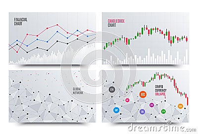 Financial Chart with Line Graph. Cryptocurrency stock exchange market. Statistics uptrend. Analytics Data Report. Vector Vector Illustration