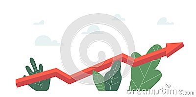Financial Chart with Moving Up Red Arrow Graph, Stock Market Growth, Money Profit, Investment Increase. Finance Success Vector Illustration