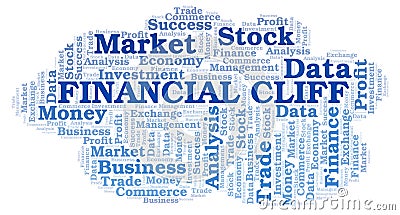 Financial Cliff word cloud. Stock Photo