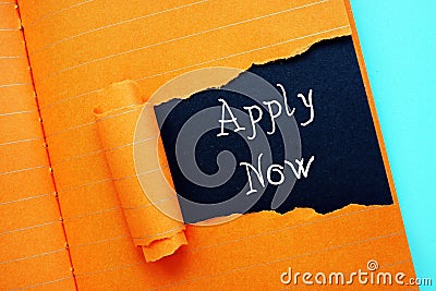 Financial concept about Apply Now with phrase on the sheet Stock Photo