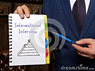 Financial concept about Informational Interview with sign on the white notepad Stock Photo