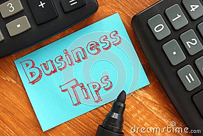 Financial concept meaning Business Tips with inscription on the page Stock Photo