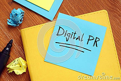 Financial concept meaning Digital PR with phrase on the page Stock Photo