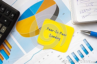 Financial concept meaning Peer-to-Peer Lending with phrase on the page Stock Photo