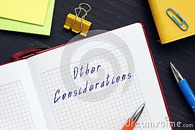 Financial concept about Other Considerations with phrase on the page Stock Photo