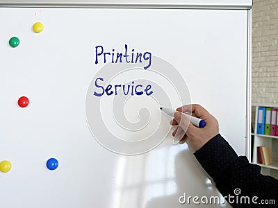 Financial concept about Printing Service with sign on the piece of paper Stock Photo