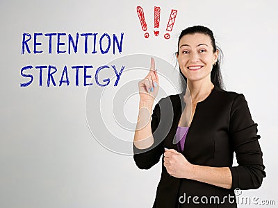Financial concept about RETENTION STRATEGY exclamation marks with inscription on the side Stock Photo