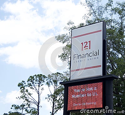 121 Financial Credit Union Sign, Jacksonville, FL Editorial Stock Photo