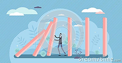 Financial crisis concept, flat tiny business person vector illustration Vector Illustration