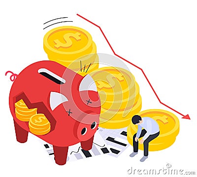 Financial Crisis Decay Composition Vector Illustration