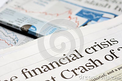 Financial crisis headlines Stock Photo