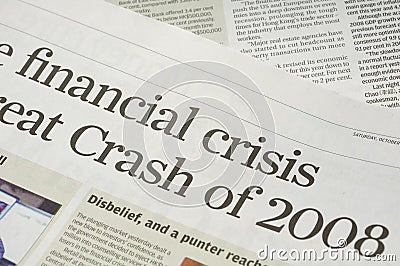 Financial crisis headlines Stock Photo