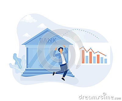 Financial crisis illustration. Characters suffering from financial loss, economical and investment problems. Stock market crash, Vector Illustration
