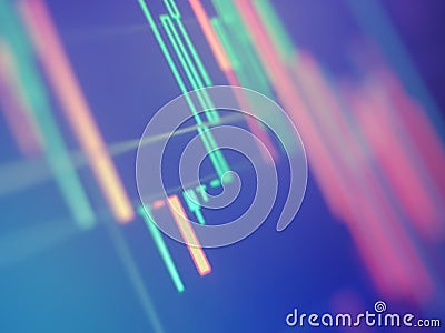 Financial data on a monitor as Finance data concept. Analytics Report Status Information Analysis Chart Graph in digital screen Stock Photo