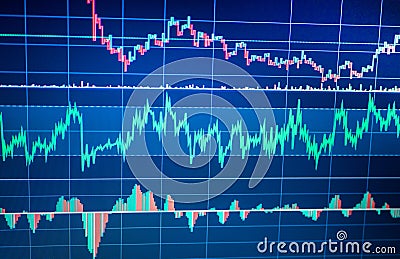 Financial data on a monitor. Stock market concept . Fundamental and technical analysis concept Stock Photo