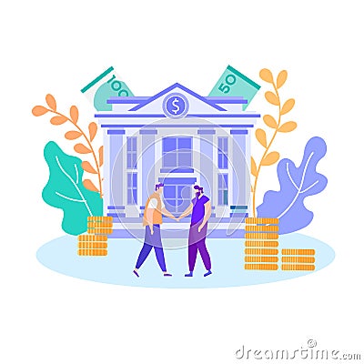 Financial Deal Business Handshaking Getting Money Vector Illustration