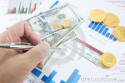 Financial document and money Stock Photo