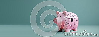 Financial and Economic Crisis Concept. Inflation, Recession, Inflation and Depression affect Savings Money. Crackked Ceramic Piggy Stock Photo