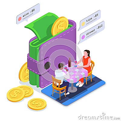 Financial Education Literacy Colored Isometric Composition Vector Illustration