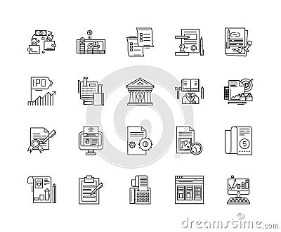 Financial essentials line icons, signs, vector set, outline illustration concept Vector Illustration