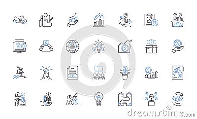 Financial estimation line icons collection. Projection, Forecasting, Budgeting, Analysis, Modeling, Calculation Vector Illustration