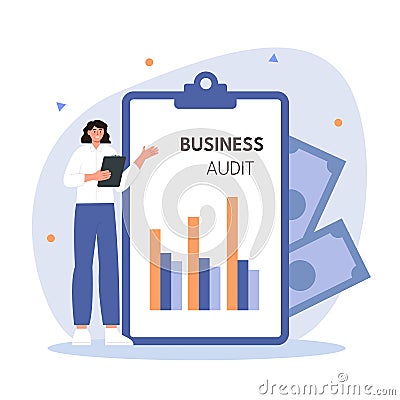 Financial expert concept with woman specialist Vector Illustration