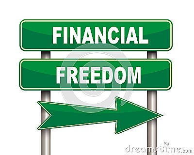 Financial freedom green road sign Stock Photo