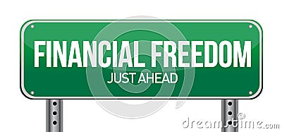 Financial freedom street sign Cartoon Illustration