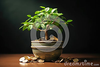 Financial Fruition: Green Growth Symbol. Stock Photo