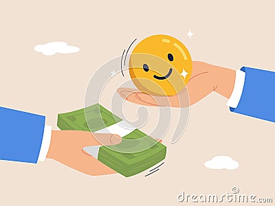 Financial goal vs work life balance concept. Money can buy happiness, philosophy or life success dilemma, enjoy life Vector Illustration