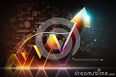 Financial graph with arrow up, business growth concept Stock Photo