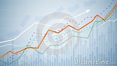 Financial graph chart. Business data analytics. Monitoring finance profit and statistic. Graph chart of stock market investment Vector Illustration